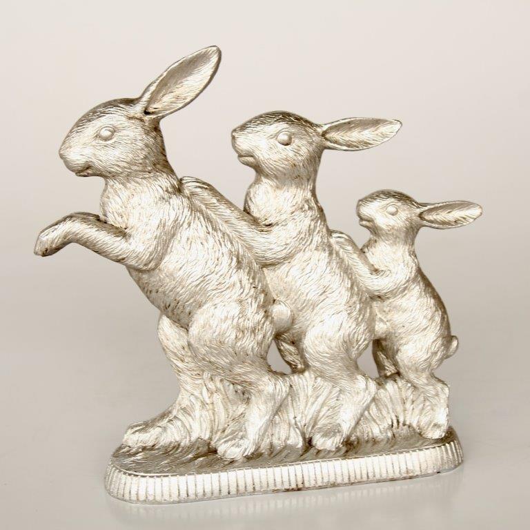 3 Silver Dancing Bunnys